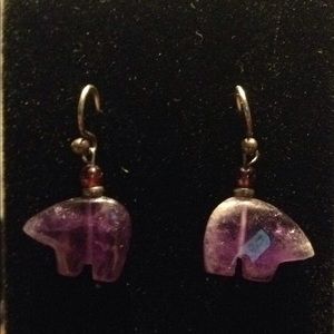 Small purple bear fetish earrings